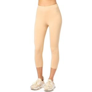 Merry Style MS-MS10-199-LE Dames Capri Leggings - Sport - Vrijetijdsbroek - 3/4 Lengte - Katoen - Sporbroek - Yogabroek - Natuur - S