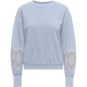 ONLY ONLBROOKE O-NECK PRINT SWT Dames Trui - Soft Chambray Ethnic