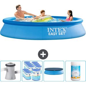 Intex Rond Opblaasbaar Easy Set Zwembad - 305 x 61 cm - Blauw - Inclusief Pomp Filters - Afdekzeil - Chloor