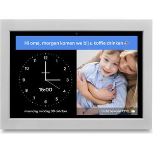 DayClock Generations10 Zwart met Witte Lijst; Dementieklok / Seniorenklok met beeldbellen, YouTube-video's, foto's, berichten en meer (met 3 maanden gratis abonnement)