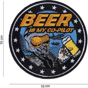 Embleem stof Beer is my Co-pilot met klittenband