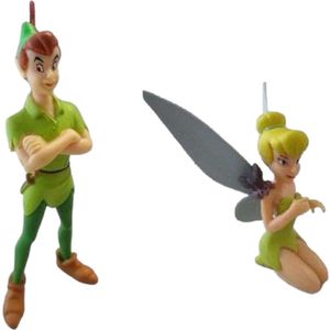 Peter Pan en Tinkerbel (met bliksem op haar schouder) Bullyland set speelfiguurtjes (ca. 6 cm)