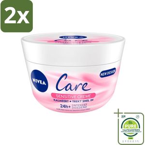 NIVEA - Bodycrème - Verzorging Gevoelig - Intensieve voeding - Voor gezicht, handen & lichaam - Met Aloë Vera - 200 ml - Voordeelverpakking - 2 stuks - NIVEA Care Sensitive - Gevoelige huid