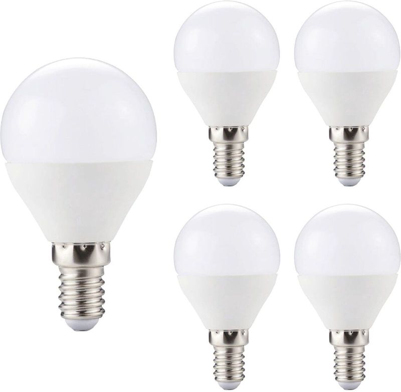 Kobi - LED Lamp Mini Bolvorm - E14 - 6W - 470lm - 3000K - 230V - Set van 5