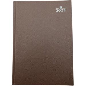 Castelli Bureau H70 agenda A5 1 dag 2024 - 1 dag per pagina, staand - A5 - Omslag uit luxe PU kunstleder Adria - 14.5 x 20.5 cm - zalm