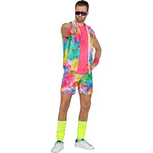Wilbers & Wilbers - Jaren 80 & 90 Kostuum - Fit Boy Miami Ken Jaren 90 - Man - Roze, Multicolor - Small - Carnavalskleding - Verkleedkleding