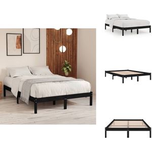 vidaXL Bedframe - Bedframe - Bed Frame - Bed Frames - Bedframe massief grenenhout zwart 140x190 cm