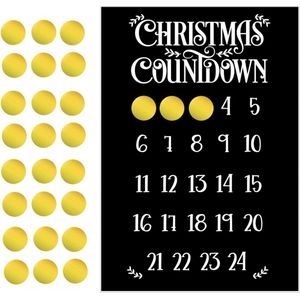 Kerst adventskalender aftel poster zwart wit incl. stickers - A4 | cadeau presentje