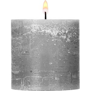 Blokker Rustieke Cilinderkaars - Licht grijs - 7x8cm