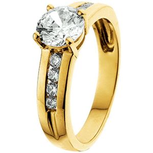 The Jewelry Collection Ring Zirkonia - Geelgoud