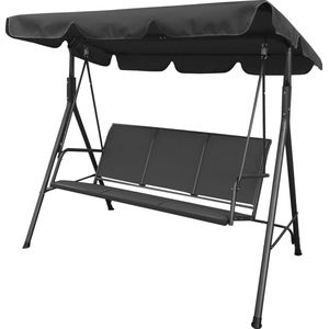 O'DADDY® Schommelbank – Schommelbanken - Tuinschommel - Hangbank – 3 Persoons – Tuinmeubelen – Voor Tuin & Buiten – Tuinmeubelen - 170 x 118 x 153 cm – Tot 260 kg - Verstelbare Luifel - UV30 Bescherming - Zwart Metaal
