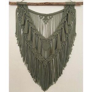 Grote Macrame muur opknoping Hanimeli - Home Decor - muur opknoping - Makramé muur - muur tapijt - Bukuri Decor - 159 mintgroen