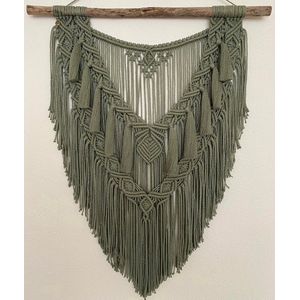 Grote Macrame muur opknoping Hanimeli - Home Decor - muur opknoping - Makramé muur - muur tapijt - Bukuri Decor - 159 mintgroen