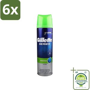 Gillette Series - Scheergel - Sensitive - Aloe Vera - Voor de gevoelige huid - 200 ml - Voordeelverpakking - 6 stuks - Scheergel gevoelige huid - Scheergel menthol