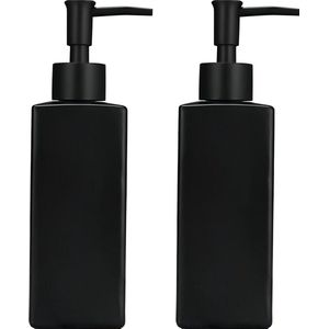 Moderne mat zwarte zeepdispenser met 2 sterke pompen - 350 ml - voor keuken en badkamer .