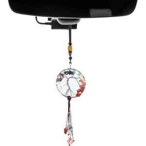 Hangend ornament voor auto achteruitkijkspiegel - 7 chakra stenen - helende kristallen - stenen hanger - auto-interieur accessoires - Reiki - geluk - meditatie - decoratie voor raam - thuis auto spiegel hanger