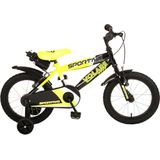 Volare Sportivo Kinderfiets - Jongens - 16 inch - Neon Geel Zwart - Twee Handremmen - 95% afgemonteerd