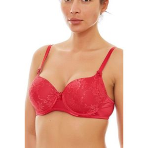 PD Dames Lingerie Voorgevormde beugel Satijn BH (10082) - Maat 70B - ROOD