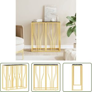 The Living Store Wandtafel Modern Goud - 70 x 30 x 70 cm - Roestvrij staal - gehard glas