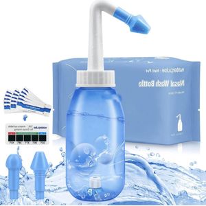 Neti Pot Sinus Spoel Kit - Nasale Sinus Spoeling Kit met 30 Pakketten Zout en Thermometer Sticker - Voor Volwassene & Kind (300ml) neusdouche