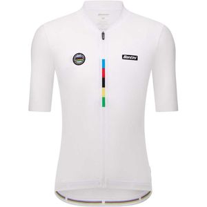 Santini Uci World Champion Mondo 2025 Korte Mouw Wielertrui Wit XS Man,Vrouw