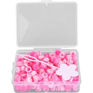 200 Stks DIY Haar Kralen Pony Kralen Snoep Kleur voor Armband Ketting Ambachten Maken en Haar Vlechten - Roze