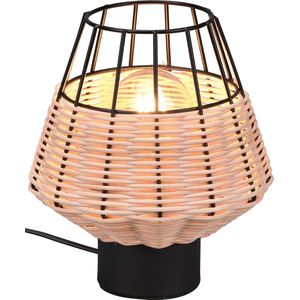 LED Tafellamp - Tafelverlichting - Torna Bera - E27 Fitting - Rond - Bruin - Aluminium