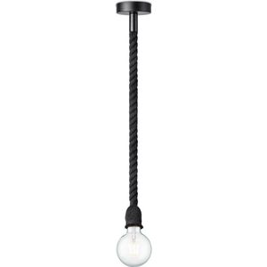 Home Sweet Home - Landelijke Hanglamp Leonardo - hanglamp gemaakt van Touw - Zwart - 10/10/115cm - Pendellamp geschikt voor woonkamer, slaapkamer en keuken- geschikt voor E27 LED lichtbron