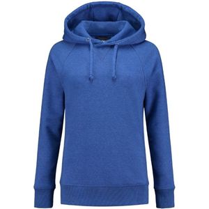 Lemon & Soda Heavysweat raglan sweater met capuchon voor dames blauw gemêleerd maat L