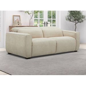 Maison Céphy Elektrische relax-driezitsbank van beige stof LAGUNDI L 213 cm x H 70 cm x D 114 cm