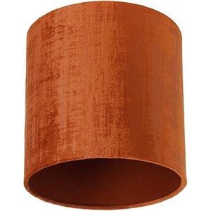 QAZQA transparant-cilinder-velours - Klassieke Lampenkap - Ø 20 cm - Oranje -