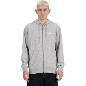 New Balance - Grijze Hoodie - Heren - Met Rits - Logo Voorzijde