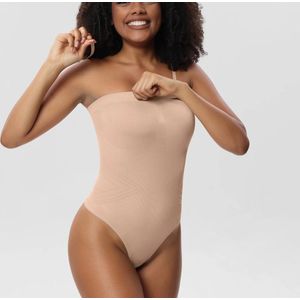 Wow Peach - New Shapewear Bodysuit Slip - Open Kruis - Shaper - Fit - Comfort - Elastisch - Strapless - Afneembare Schouderbandjes - Nude - Medium