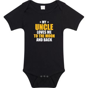 Uncle loves me to the moon and back oom tekst baby rompertje zwart jongens en meisjes - Beste Oom kraamcadeau/ Aankondiging zwangerschap 92