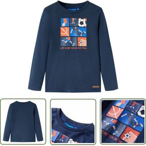 vidaXL Langmouwig Hemd - Kinderhemd - Kindershirt met lange mouwen 92 gemêleerd marineblauw - Meisjeshemd - Jongenshemd - Babyhemd