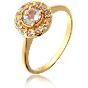 Elli PREMIUM Dames Ring Vrouwen Morganiet Perzik Topaze 925 Sterling Zilver Verguld Trouwgoud