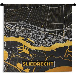 Wandkleed - Wanddoek - Kaart - Stadskaart - Sliedrecht - Plattegrond - Goud - 60x60 cm - Wandtapijt