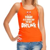Oranje fan wijn tanktop voor dames - today is a good day to get drunk - Koningsdag - mouwloos t-shirt - EK/ WK kleding L