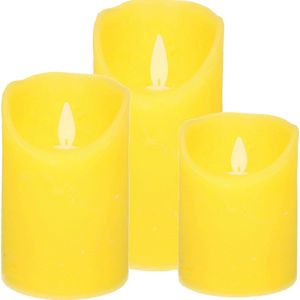 1x Set Gele LED Kaarsen / Stompkaarsen met Bewegende Vlam