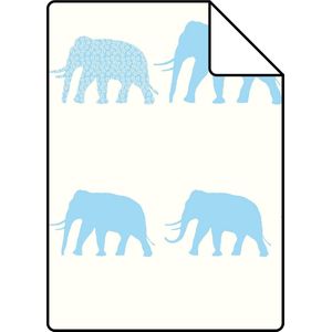 Proefstaal ESTAhome behang olifanten turquoise en roze - 137329 - 26,5 x 21 cm