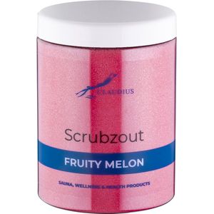 Scrubzout Fruity Melon in handige pot - 1250 gram - met witte deksel - Hydraterende Lichaamsscrub