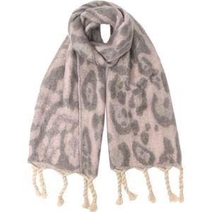 Roze sjaal met luipaard print - 180 x 50 Centimeter - Acryl - Zacht en warm - Damesdingetjes