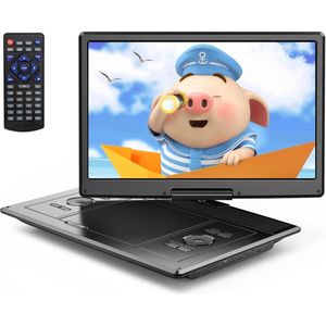 QPFO® Draagbare dvd speler - 17.5 inch - Groot hd draaibaar scherm 15.5 inch - 4 tot 6 uur speeltijd - Usb sd kaart ondersteuning - Geheugenfunctie