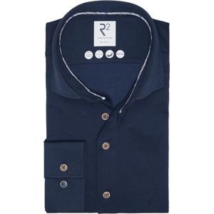 R2 Overhemd Dobby Knitted Donkerblauw (navy) - Maat 40 - Heren - Overhemden Formeel