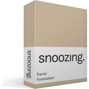 Snoozing - Flanel - Hoeslaken - Lits-jumeaux - 160x200 cm - Camel