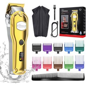 Hatteker Professionele Tondeuse voor Mannen – Haartrimmer, Barttrimmer & Precisietrimmer – Waterdicht IPX7 – Goud