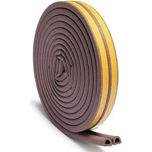 Windscreen afdichtingsband, raam en deur frame zelfklevende D-type schuim afdichtingsband, 32,8 voet rubberen geluidsisolatie schuim bar, bruin