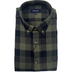 Pre End - Overhemd heren - flanel - army green - geruit - maat M