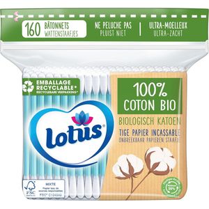 Lotus - Biologische Wattenstaafjes - Roze - 160 Stuks - Duurzame Katoenen Sticks van Biologisch Katoen & Papier