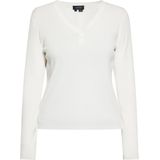 usha BLACK LABEL - Trui - Turquoise/Wolwit - V-hals - Slanke Pasvorm - Lange Mouw